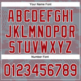 Custom Gray Red-White Curve Lines 3D Pattern Design Bomber Full-Snap Varsity Letterman Hoodie Jacket