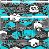 Custom Black Teal-White Geometric Shape 3D Pattern Design Bomber Full-Snap Varsity Letterman Hoodie Jacket