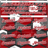 Custom Black Red-White Geometric Shape 3D Pattern Design Bomber Full-Snap Varsity Letterman Hoodie Jacket