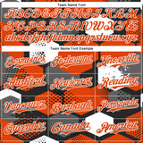 Custom Black Orange-White Geometric Shape 3D Pattern Design Bomber Full-Snap Varsity Letterman Hoodie Jacket