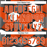 Custom Black Orange-White Geometric Shape 3D Pattern Design Bomber Full-Snap Varsity Letterman Hoodie Jacket