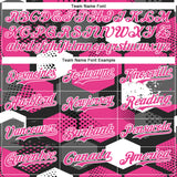 Custom Black Pink-White Geometric Shape 3D Pattern Design Bomber Full-Snap Varsity Letterman Hoodie Jacket