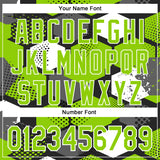 Custom Black Neon Green-White Geometric Shape 3D Pattern Design Bomber Full-Snap Varsity Letterman Hoodie Jacket