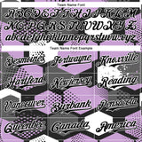 Custom Black Light Purple-White Geometric Shape 3D Pattern Design Bomber Full-Snap Varsity Letterman Hoodie Jacket