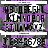 Custom Black Medium Purple-White Geometric Shape 3D Pattern Design Bomber Full-Snap Varsity Letterman Hoodie Jacket