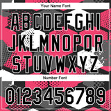 Custom Black Neon Pink-White Geometric Shape 3D Pattern Design Bomber Full-Snap Varsity Letterman Hoodie Jacket