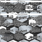 Custom Black Silver-White Geometric Shape 3D Pattern Design Bomber Full-Snap Varsity Letterman Hoodie Jacket