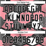 Custom Black Medium Pink-White Geometric Shape 3D Pattern Design Bomber Full-Snap Varsity Letterman Hoodie Jacket