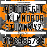 Custom Black Bay Orange-White Geometric Shape 3D Pattern Design Bomber Full-Snap Varsity Letterman Hoodie Jacket