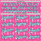 Custom Pink White Sky Blue-Black Gothic Crosses 3D Pattern Design Bomber Full-Snap Varsity Letterman Jacket