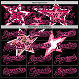 Custom Black Pink Y2K Stars 3D Pattern Design Bomber Full-Snap Varsity Letterman Jacket