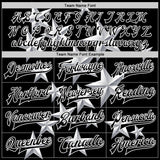 Custom Black White Y2K Stars 3D Pattern Design Bomber Full-Snap Varsity Letterman Jacket