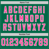 Custom Kelly Green Pink-White Mesh Authentic Throwback Football Jersey