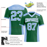 Custom Kelly Green Light Blue-White Authentic Football Jersey