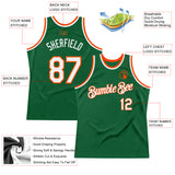 Custom Kelly Green White-Orange Authentic Throwback Basketball Jersey