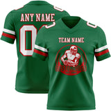 Custom Kelly Green White-Red Authentic Football Jersey