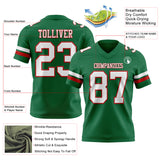 Custom Kelly Green White-Red Authentic Football Jersey