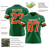 Custom Kelly Green Orange-White Authentic Football Jersey