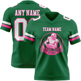 Custom Kelly Green White-Pink Authentic Football Jersey