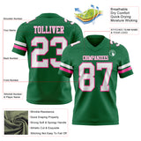 Custom Kelly Green White-Pink Authentic Football Jersey