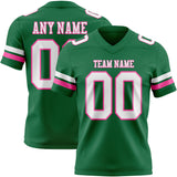 Custom Kelly Green White-Pink Authentic Football Jersey