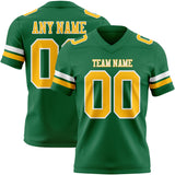 Custom Kelly Green Gold-White Authentic Football Jersey