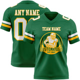 Custom Kelly Green White-Gold Authentic Football Jersey