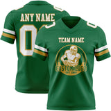 Custom Kelly Green White-Old Gold Authentic Football Jersey