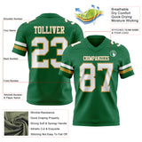 Custom Kelly Green White-Old Gold Authentic Football Jersey