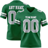 Custom Kelly Green Gray-White Authentic Football Jersey