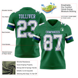 Custom Kelly Green White-Royal Authentic Football Jersey