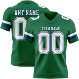 Custom Kelly Green White-Royal Authentic Football Jersey