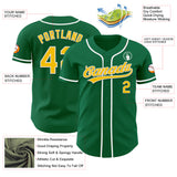 Custom Kelly Green Yellow-White Authentic Baseball Jersey