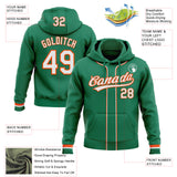 Custom Stitched Kelly Green White-Orange Baseball Pullover Sweatshirt Hoodie