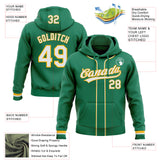 Custom Stitched Kelly Green White-Gold Baseball Pullover Sweatshirt Hoodie