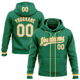 Custom Stitched Kelly Green White-Gold Baseball Pullover Sweatshirt Hoodie