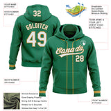 Custom Stitched Kelly Green White-Old Gold Baseball Pullover Sweatshirt Hoodie