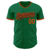Custom Kelly Green Black-Orange Authentic Baseball Jersey