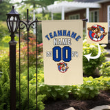 Personalized Khaki Navy White Baseball Team Name Garden Flag