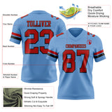 Custom Light Blue Red-Black Authentic Football Jersey