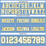 Custom Light Blue White-Gold Authentic Football Jersey