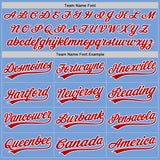 Custom Stitched Light Blue Red-White Baseball Pullover Sweatshirt Hoodie