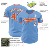 Custom Light Blue Orange-White Authentic Baseball Jersey