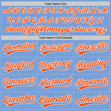 Custom Stitched Light Blue Orange-White Baseball Pullover Sweatshirt Hoodie