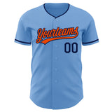 Custom Light Blue Orange-Navy Authentic Baseball Jersey