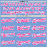 Custom Stitched Light Blue Pink-White Baseball Pullover Sweatshirt Hoodie