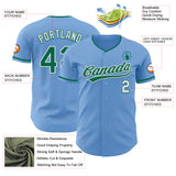 Custom Light Blue Kelly Green-White Authentic Baseball Jersey