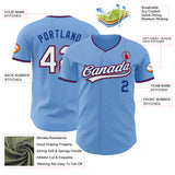 Custom Light Blue White Royal-Red Authentic Baseball Jersey