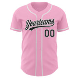 Custom Light Pink Black-White Authentic Baseball Jersey
