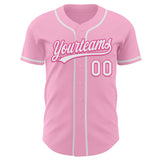 Custom Light Pink White-Pink Authentic Baseball Jersey